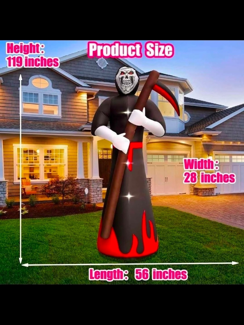 10 FT Towering Grim Reaper Halloween Inflatable Decor